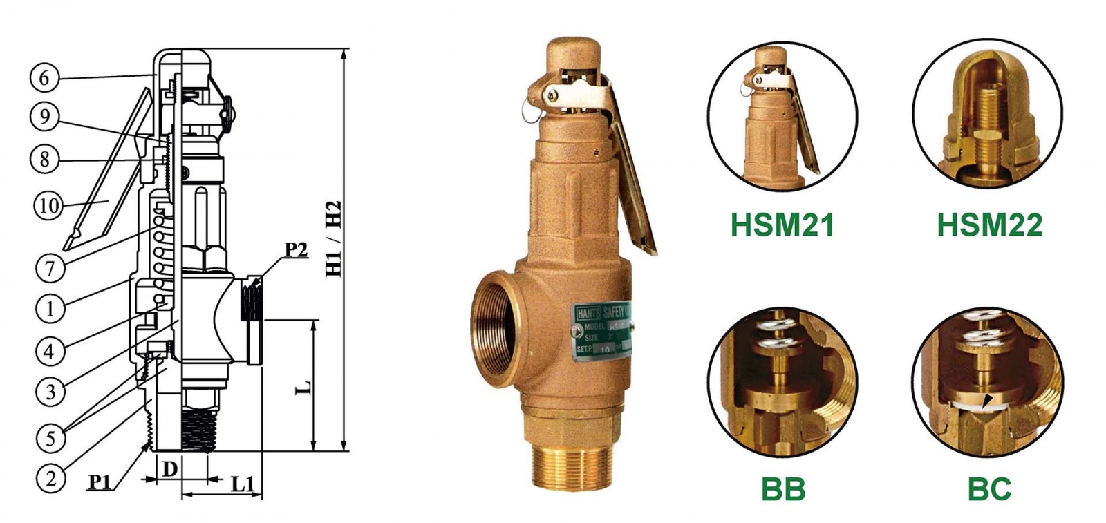 Different types of Design and Disc Material Selections Hants bronze type low lift safety valve design and disc options